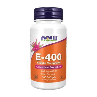 Вітамін Е 400 мг Now Foods Vitamin E 400 мг Natural 100 капсул 110039 фото