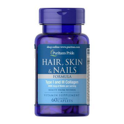 Вітаміни та мінерали Puritan's Pride Hair Skin and Nails Formula, 60 каплет 110070 фото