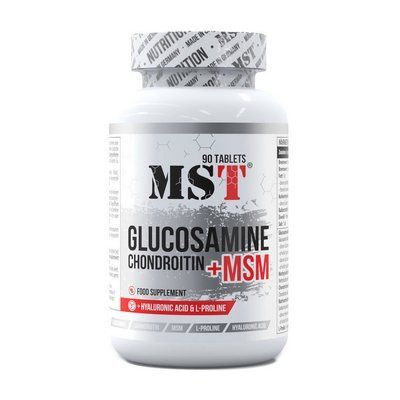 Для суглобів та зв'язок MST Glucosamine Chondroitin + MSM + hyaluronic acid 90 pil 107982 фото